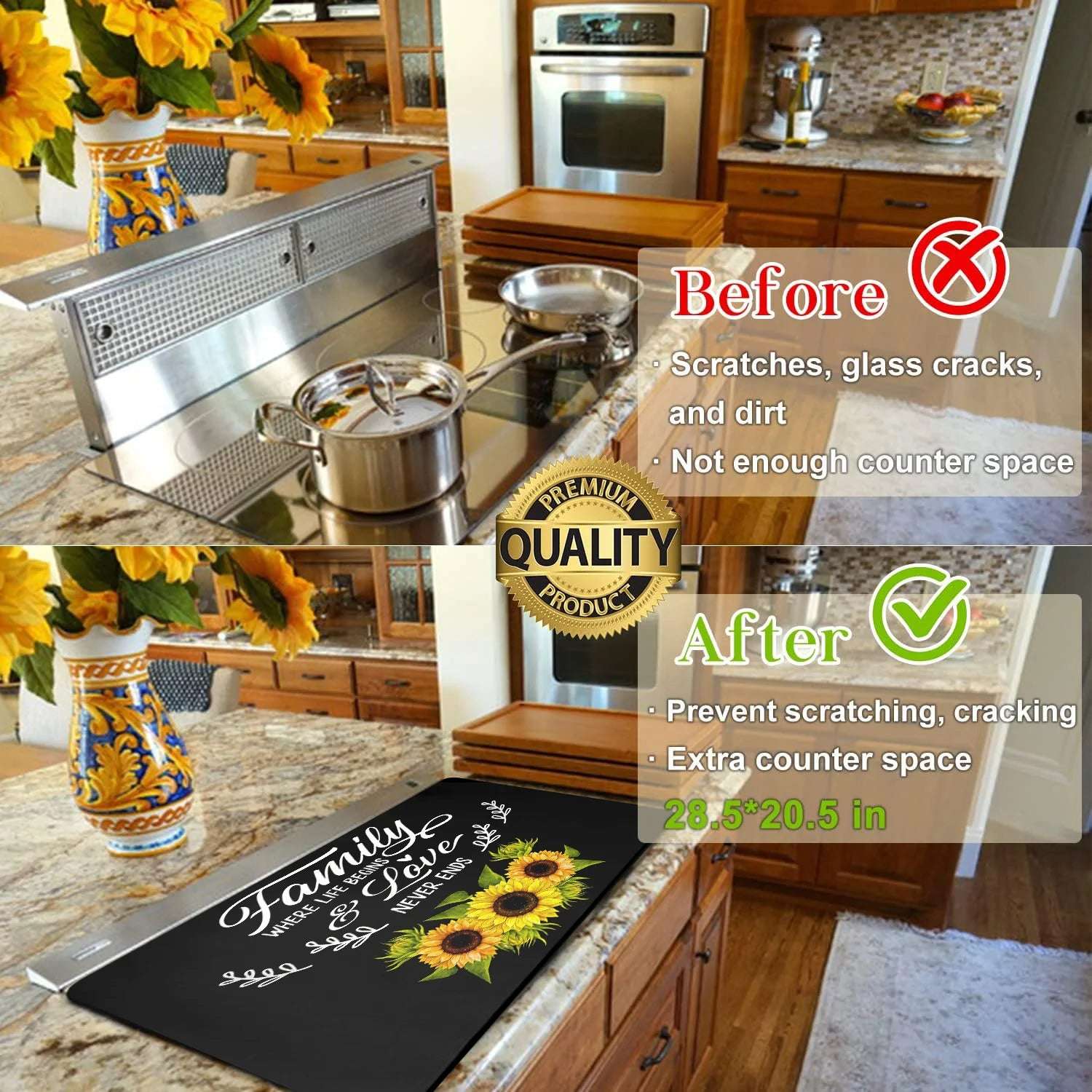 Silicone Stove Top Protector Mat | Heat Resistant, Non-Stick, Easy Clean, Flat RV Range & Ceramic Cooktop Cover