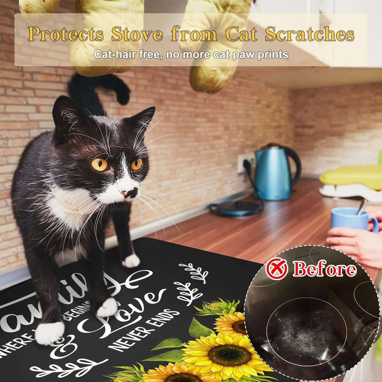 Silicone Stove Top Protector Mat | Heat Resistant, Non-Stick, Easy Clean, Flat RV Range & Ceramic Cooktop Cover