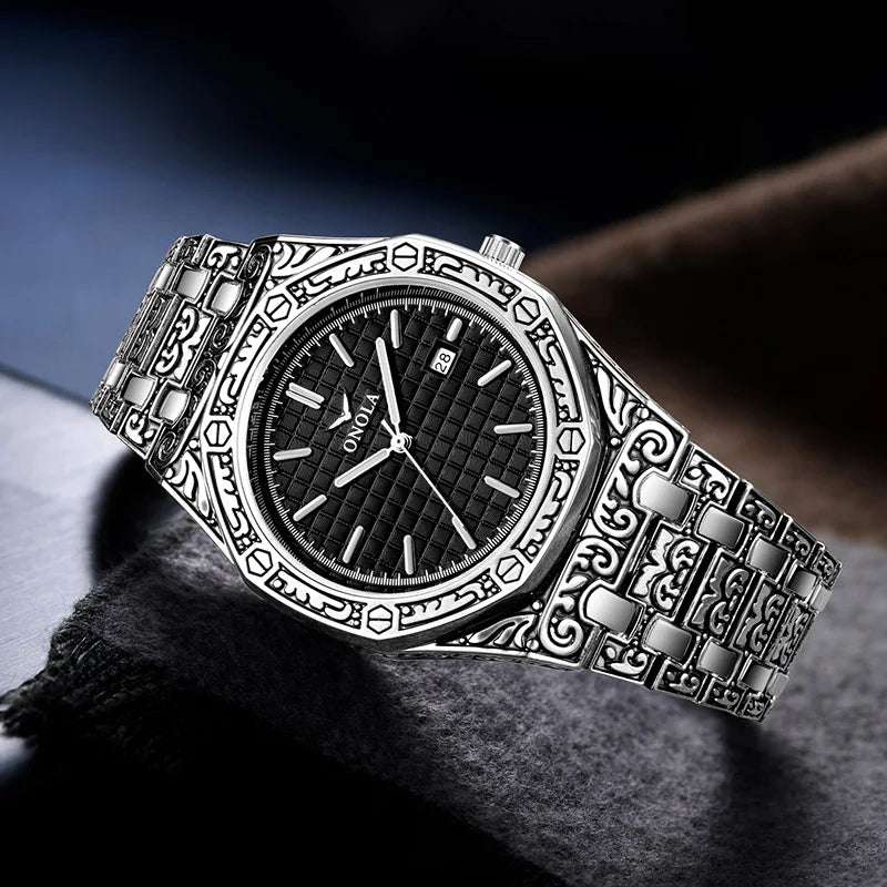 Elegant Vintage Quartz Watch – Waterproof, Stainless Steel Band, and Executive Quality