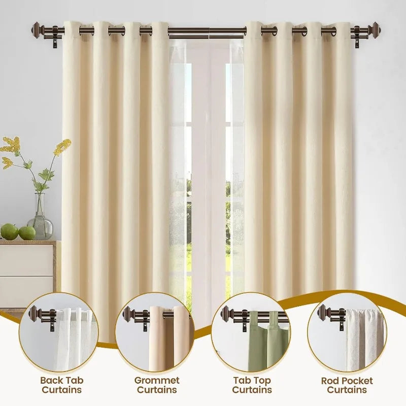 Telescoping Double Curtain Rod 72-144 Inch Heavy-Duty Metal – Adjustable Antique Bronze Rod for Windows 69-140”, 30lb Capacity, Includes Hardware (Vintage Finials) - TheWellBeing4All