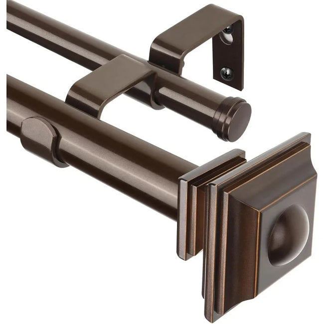 Telescoping Double Curtain Rod 72-144 Inch Heavy-Duty Metal – Adjustable Antique Bronze Rod for Windows 69-140”, 30lb Capacity, Includes Hardware (Vintage Finials) - TheWellBeing4All