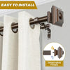 Telescoping Double Curtain Rod 72-144 Inch Heavy-Duty Metal – Adjustable Antique Bronze Rod for Windows 69-140”, 30lb Capacity, Includes Hardware (Vintage Finials) - TheWellBeing4All