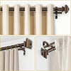 Telescoping Double Curtain Rod 72-144 Inch Heavy-Duty Metal – Adjustable Antique Bronze Rod for Windows 69-140”, 30lb Capacity, Includes Hardware (Vintage Finials) - TheWellBeing4All