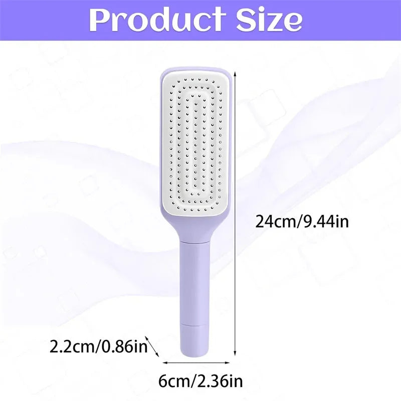 Rotatable Self-Cleaning Hair Brush – Anti-Static Scalp Massage Comb - TheWellBeing4All