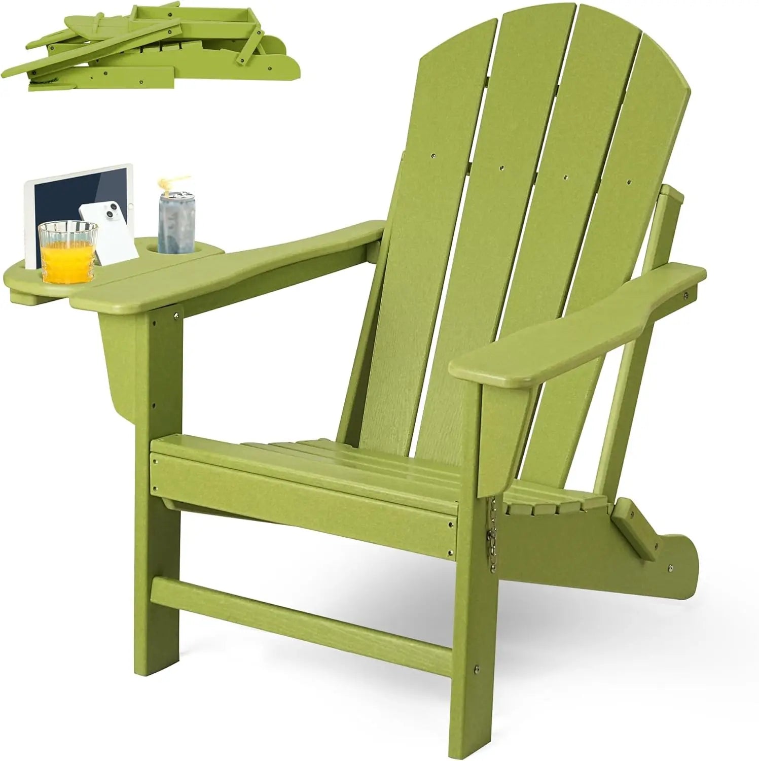 HDPE Folding Adirondack Chair – Weather-Resistant Outdoor Chair with 4-in-1 Cup Holder, 150lb Capacity & Easy 15-Min Assembly (Modern Minimalist Design) - TheWellBeing4All