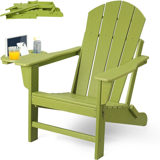 HDPE Folding Adirondack Chair – Weather-Resistant Outdoor Chair with 4-in-1 Cup Holder, 150lb Capacity & Easy 15-Min Assembly (Modern Minimalist Design) - TheWellBeing4All
