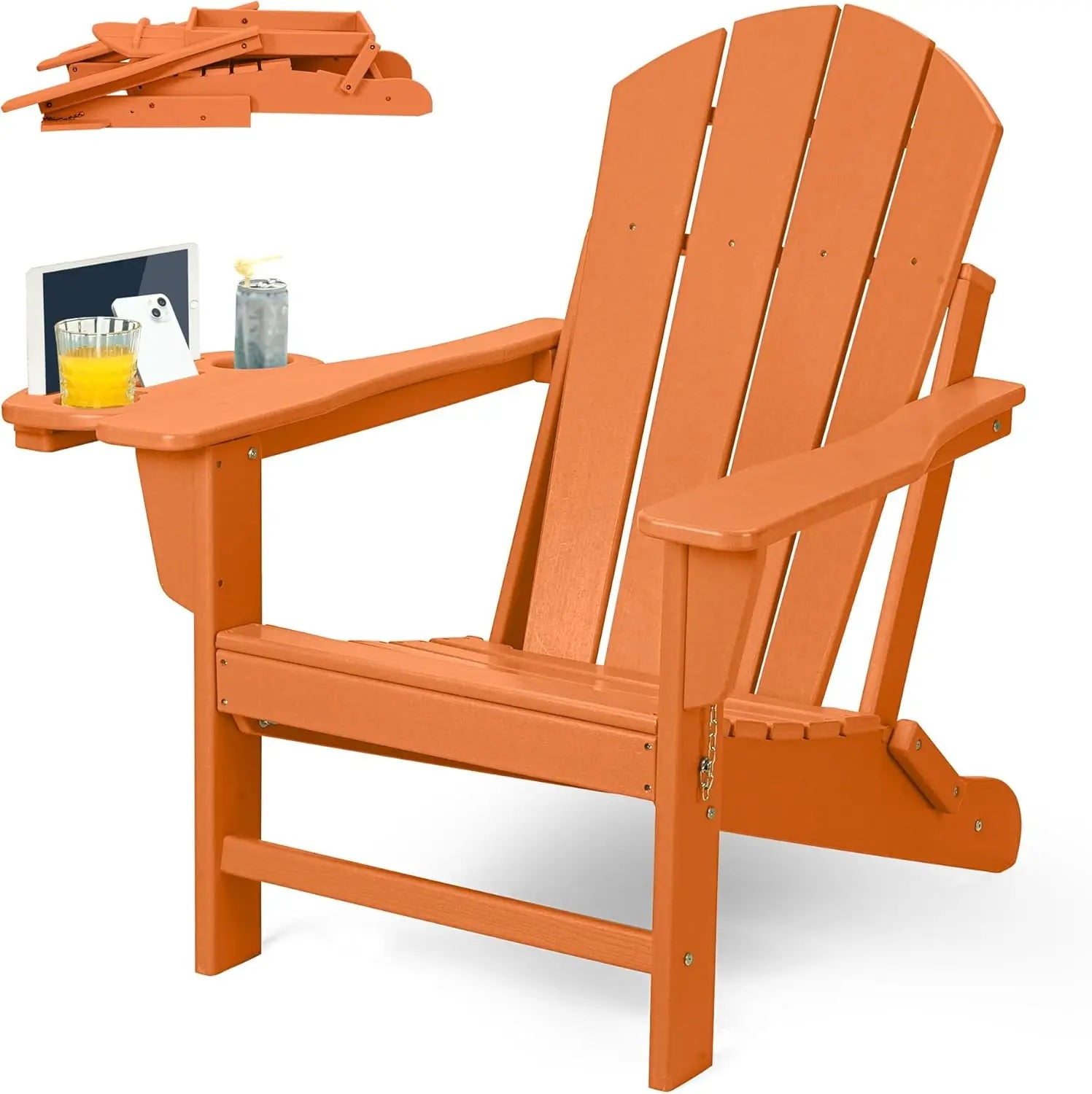 HDPE Folding Adirondack Chair – Weather-Resistant Outdoor Chair with 4-in-1 Cup Holder, 150lb Capacity & Easy 15-Min Assembly (Modern Minimalist Design) - TheWellBeing4All