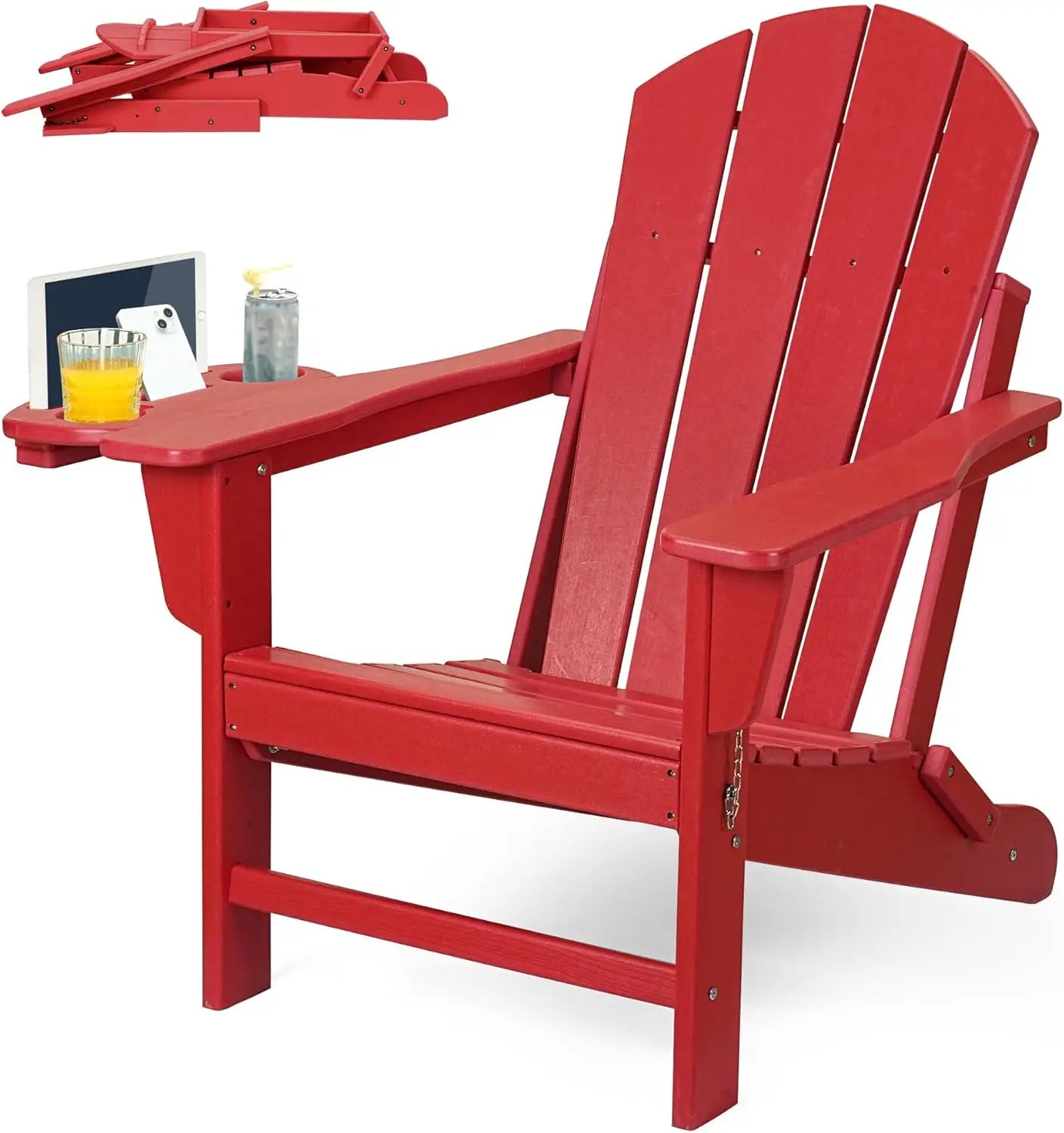 HDPE Folding Adirondack Chair – Weather-Resistant Outdoor Chair with 4-in-1 Cup Holder, 150lb Capacity & Easy 15-Min Assembly (Modern Minimalist Design) - TheWellBeing4All