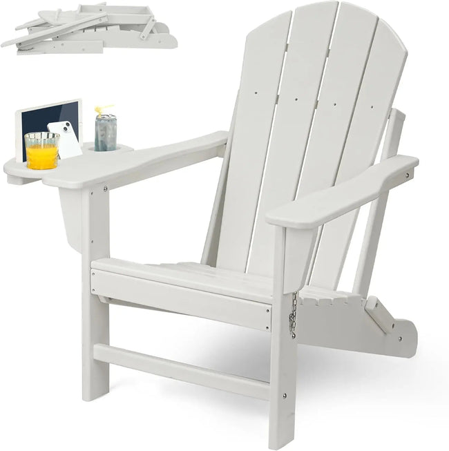 HDPE Folding Adirondack Chair – Weather-Resistant Outdoor Chair with 4-in-1 Cup Holder, 150lb Capacity & Easy 15-Min Assembly (Modern Minimalist Design) - TheWellBeing4All