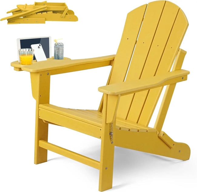 HDPE Folding Adirondack Chair – Weather-Resistant Outdoor Chair with 4-in-1 Cup Holder, 150lb Capacity & Easy 15-Min Assembly (Modern Minimalist Design) - TheWellBeing4All