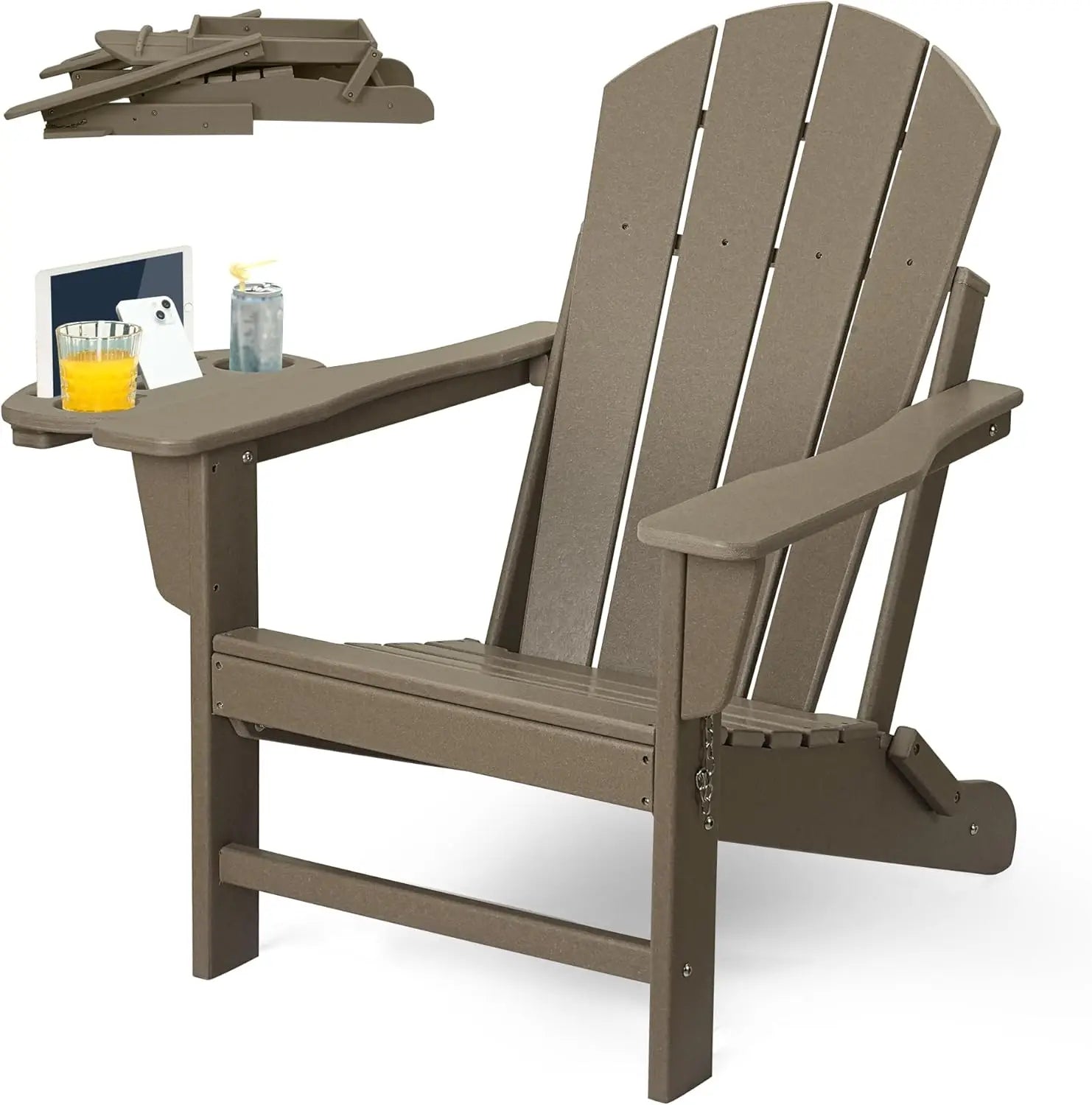 HDPE Folding Adirondack Chair – Weather-Resistant Outdoor Chair with 4-in-1 Cup Holder, 150lb Capacity & Easy 15-Min Assembly (Modern Minimalist Design) - TheWellBeing4All