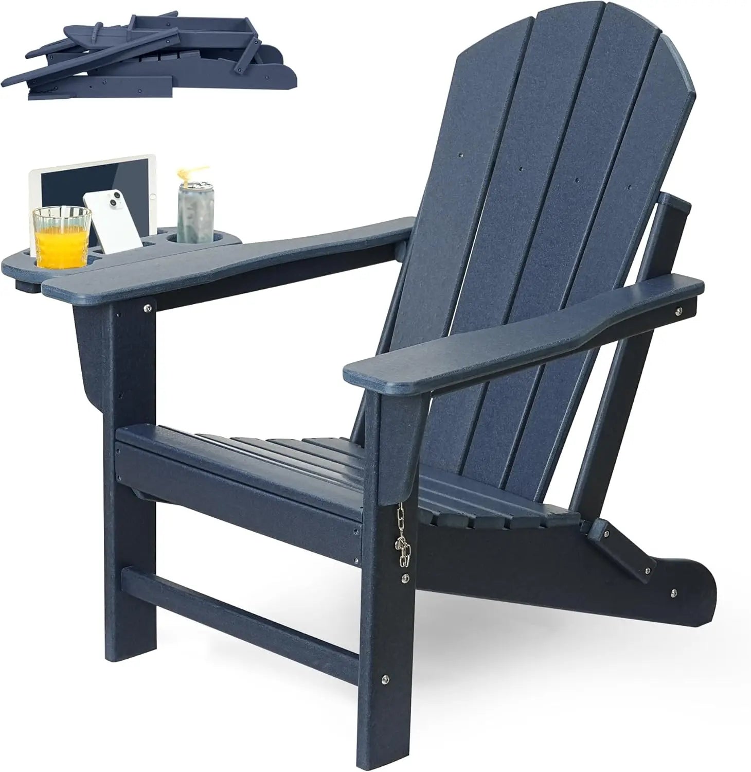 HDPE Folding Adirondack Chair – Weather-Resistant Outdoor Chair with 4-in-1 Cup Holder, 150lb Capacity & Easy 15-Min Assembly (Modern Minimalist Design) - TheWellBeing4All