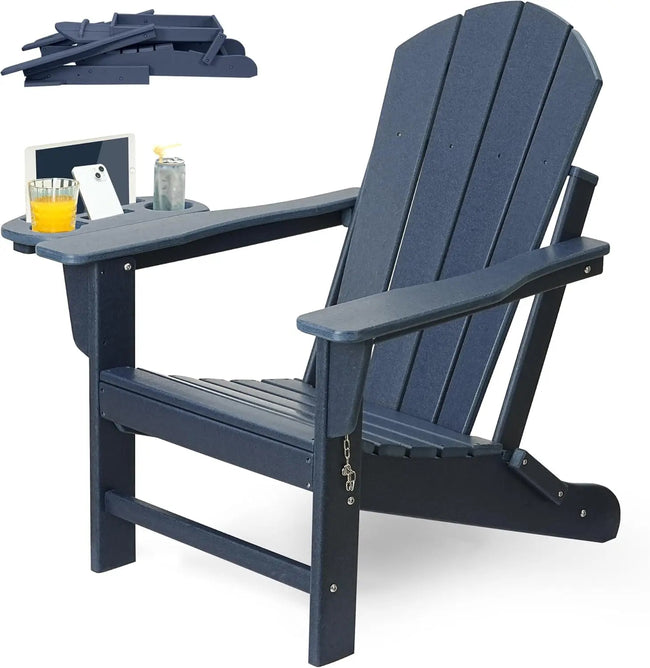 HDPE Folding Adirondack Chair – Weather-Resistant Outdoor Chair with 4-in-1 Cup Holder, 150lb Capacity & Easy 15-Min Assembly (Modern Minimalist Design) - TheWellBeing4All