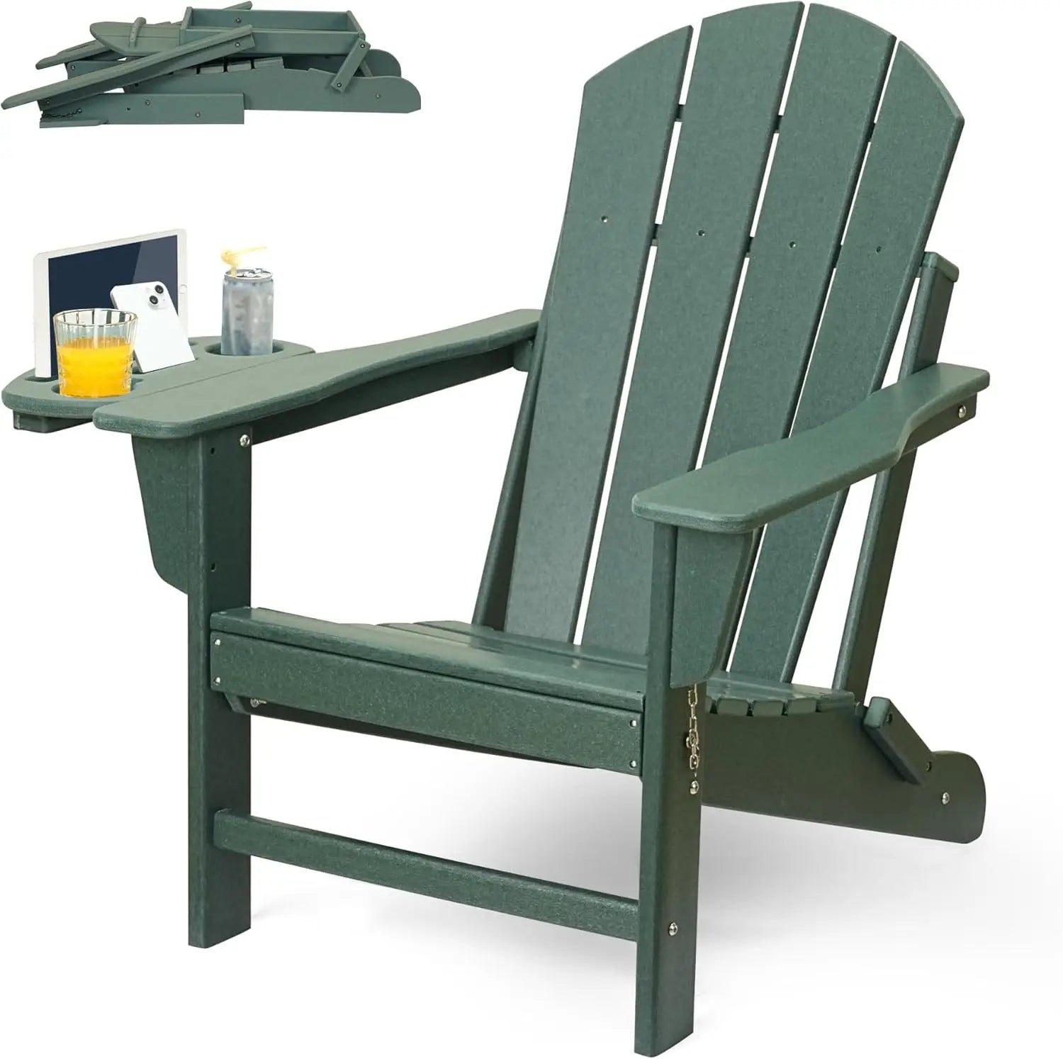 HDPE Folding Adirondack Chair – Weather-Resistant Outdoor Chair with 4-in-1 Cup Holder, 150lb Capacity & Easy 15-Min Assembly (Modern Minimalist Design) - TheWellBeing4All