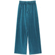 Women's Summer Wide-Leg Ice Silk Pants – Elastic Waist Pleated Trousers, Loose Casual Ankle-Length Trousers (Mid-Rise, Medium Stretch) - TheWellBeing4All