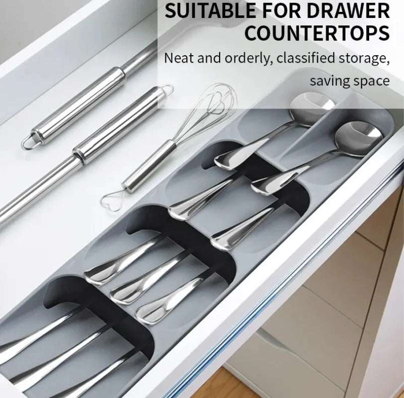Kitchen Drawer Cutlery Storage Tray Knife Holder Spoon Forks Tableware Organizer Container For Spice Bottles Knives Block