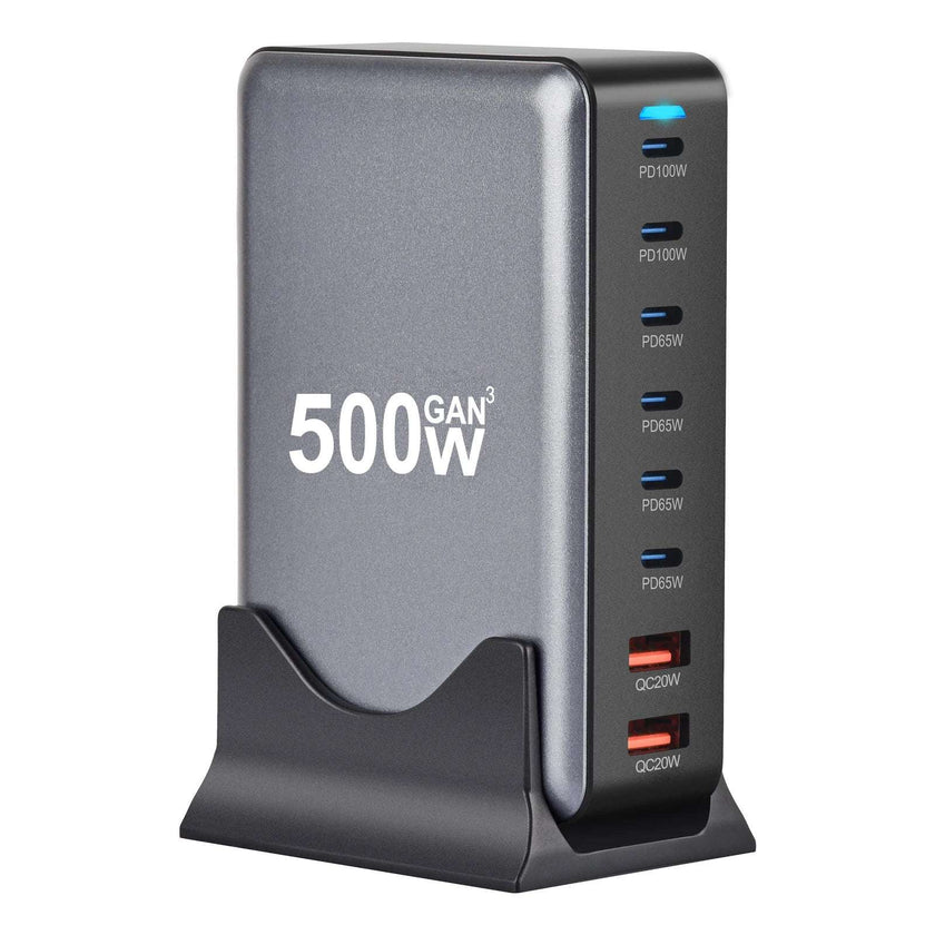 600W & 500W GaN USB-C Charging Hub – 8-in-1 Fast Charger, 140W Output, Multi-Port Adapter