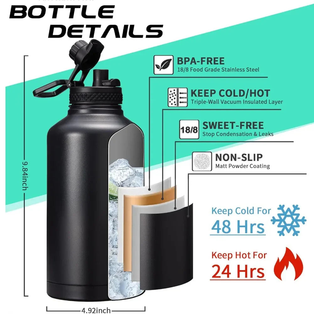 Eco-Friendly 64 oz Stainless Steel Water Bottle – Lead-Free, Reusable & Anti-Corrosion for Climbing - TheWellBeing4All