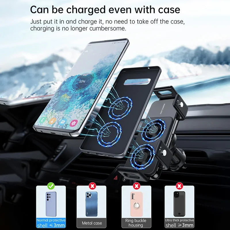 Dual Coil Wireless Car Charger – Fast Charging Vent Mount for Samsung Galaxy Z Fold 3/2, Flip 4/3 & iPhones (Foldable Phone Compatible) - TheWellBeing4All