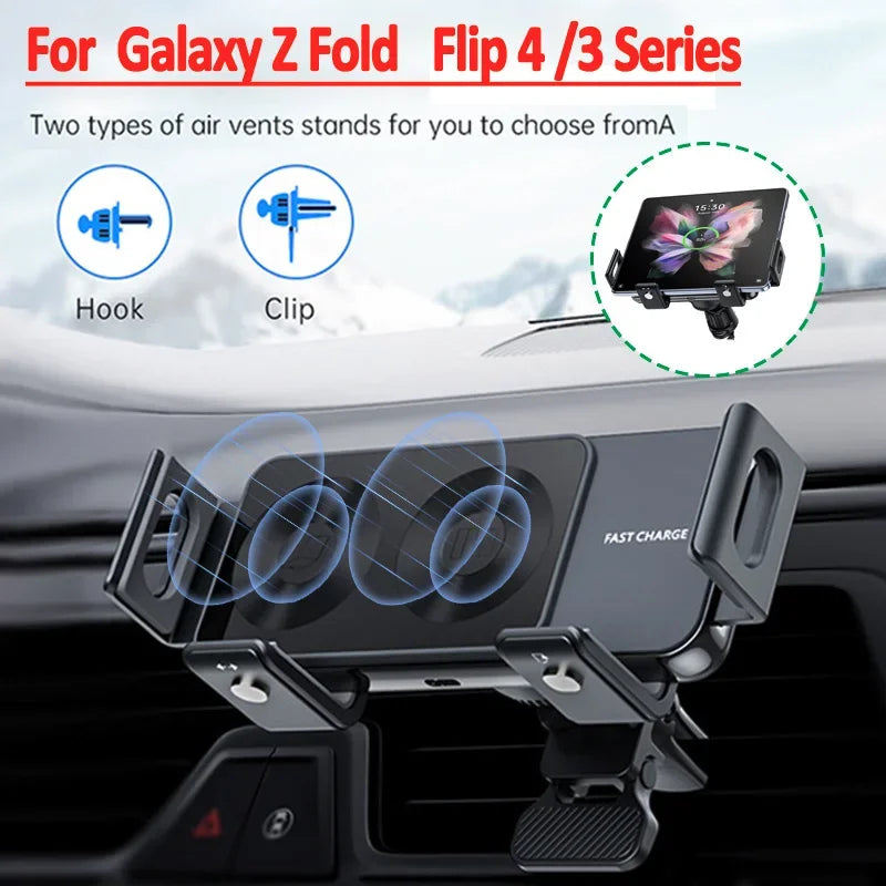 Dual Coil Wireless Car Charger – Fast Charging Vent Mount for Samsung Galaxy Z Fold 3/2, Flip 4/3 & iPhones (Foldable Phone Compatible) - TheWellBeing4All