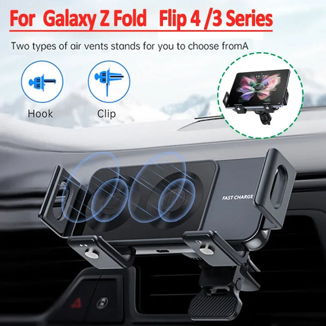 Dual Coil Wireless Car Charger – Fast Charging Vent Mount for Samsung Galaxy Z Fold 3/2, Flip 4/3 & iPhones (Foldable Phone Compatible) - TheWellBeing4All