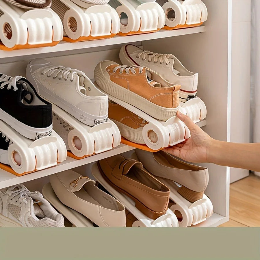 Adjustable Shoe Slots Organizer: Modern Double Rack Space Saver for Footwear Storage - TheWellBeing4All