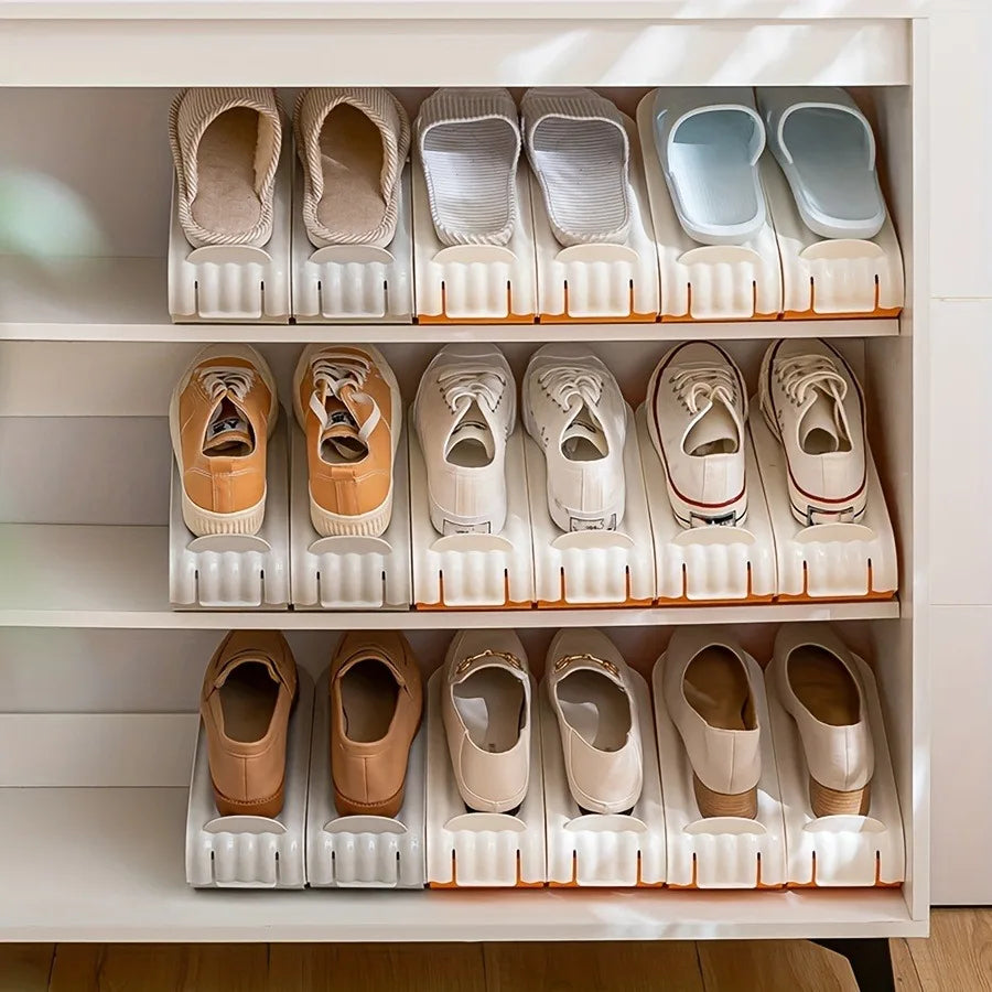Adjustable Shoe Slots Organizer: Modern Double Rack Space Saver for Footwear Storage - TheWellBeing4All