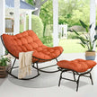 Patio Rocking Egg Reading Chair with Ottoman - Indoor & Outdoor, Steel Frame, Extra Wide, Cloud-Like Comfort