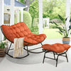 Patio Rocking Egg Reading Chair with Ottoman - Indoor & Outdoor, Steel Frame, Extra Wide, Cloud-Like Comfort