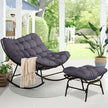Patio Rocking Egg Reading Chair with Ottoman - Indoor & Outdoor, Steel Frame, Extra Wide, Cloud-Like Comfort