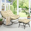 Patio Rocking Egg Reading Chair with Ottoman - Indoor & Outdoor, Steel Frame, Extra Wide, Cloud-Like Comfort