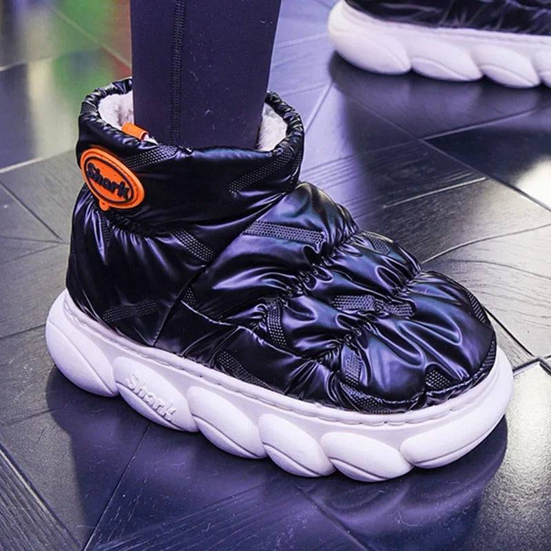 Winter Warm Shoes Plush Lining Indoor Slippers Couples Platform Heel High Top Snow Boots - TheWellBeing4All