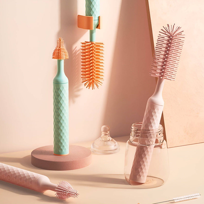 Rechargeable Electric Silicone Baby Bottle Brush Set - Effortless Cleaning, Safe & Durable Material, Multifunctional - Perfect Gift for New Parents - TheWellBeing4All