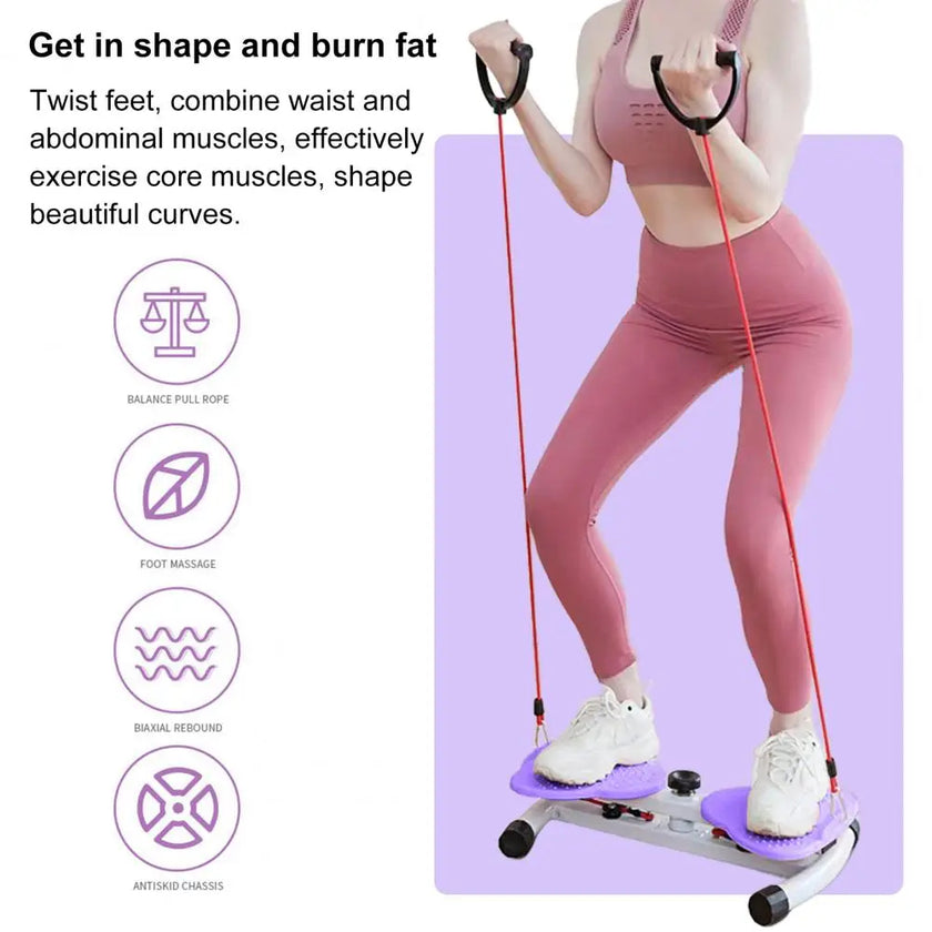 Waist Twister Board for Home – 300LB Capacity Ab Workout Machine with Resistance Bands, Quiet Core Training & Anti-Slip Base (Portable) - TheWellBeing4All