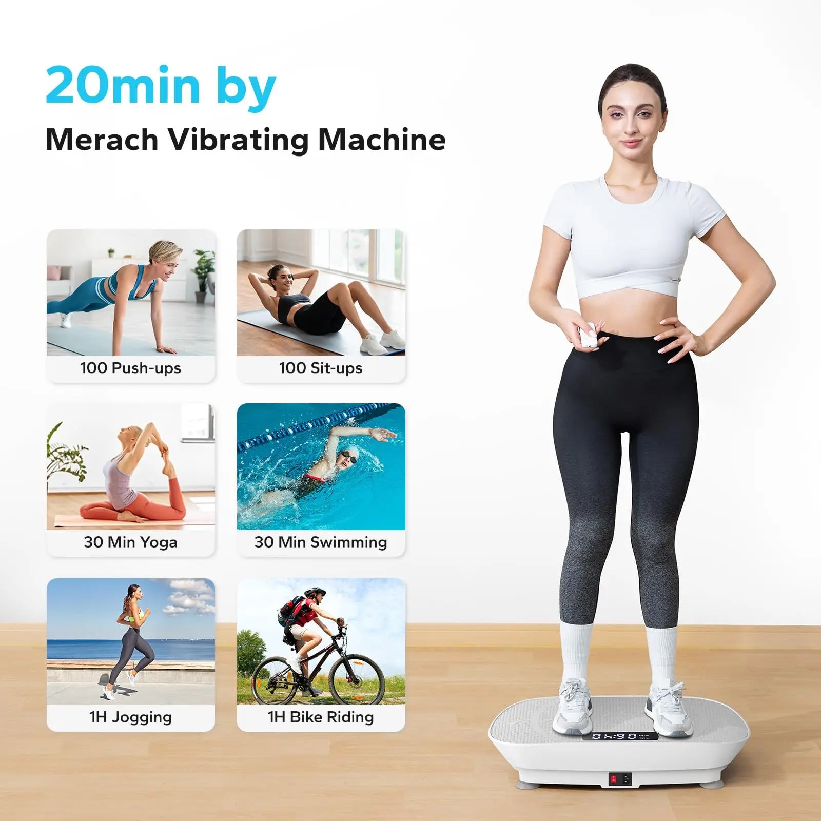 Whole Body Vibration Plate Machine – 10-Level Power Vibrate Platform with Resistance Bands & Remote, 300LB Capacity for Home Fitness (Quiet, LED Display) - TheWellBeing4All