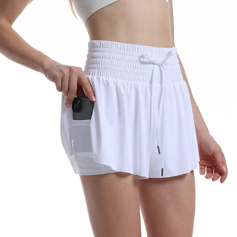 2-in-1 Athletic Skorts for Women – Flowy High Waisted Design with Hidden Pockets