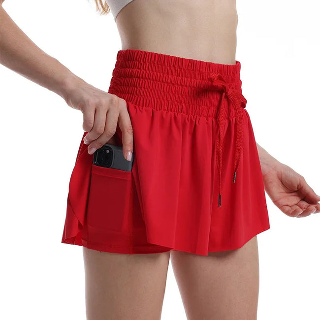 2-in-1 Athletic Skorts for Women – Flowy High Waisted Design with Hidden Pockets