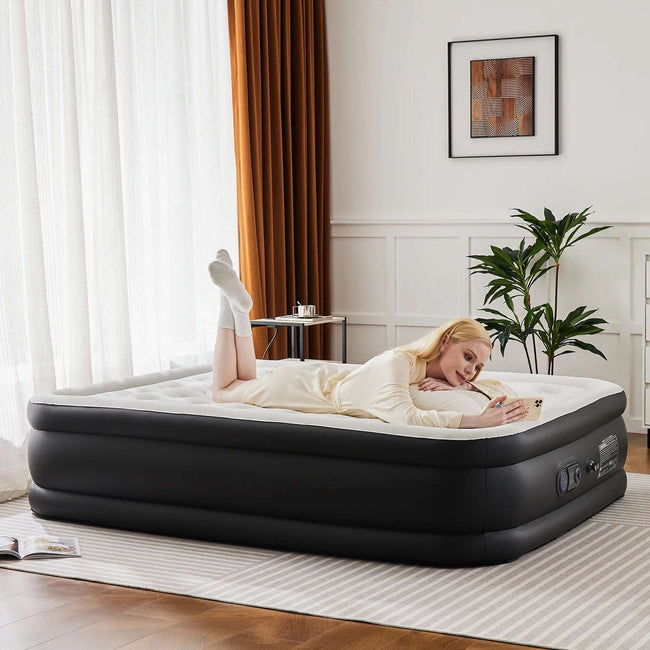 Queen & Twin Size Air Mattress - Double Height, Non-Slip Bottom, 660 lbs Capacity, Ideal for Home or Camping