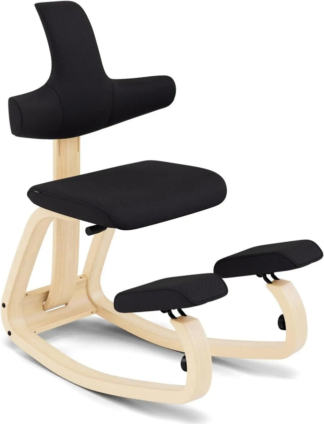 Adjustable Ergonomic Kneeling Chair with Backrest - Grey/Natural - TheWellBeing4All