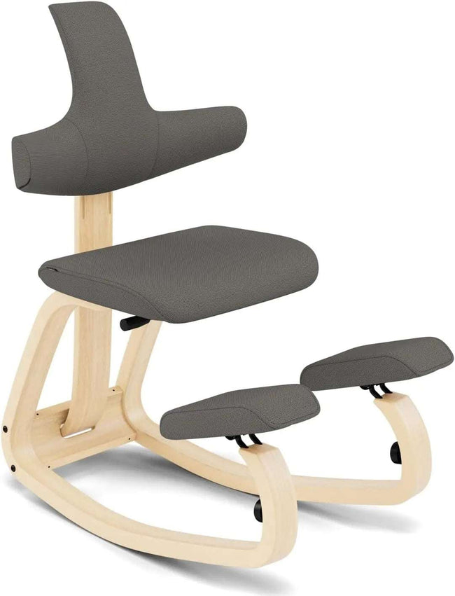Adjustable Ergonomic Kneeling Chair with Backrest - Grey/Natural