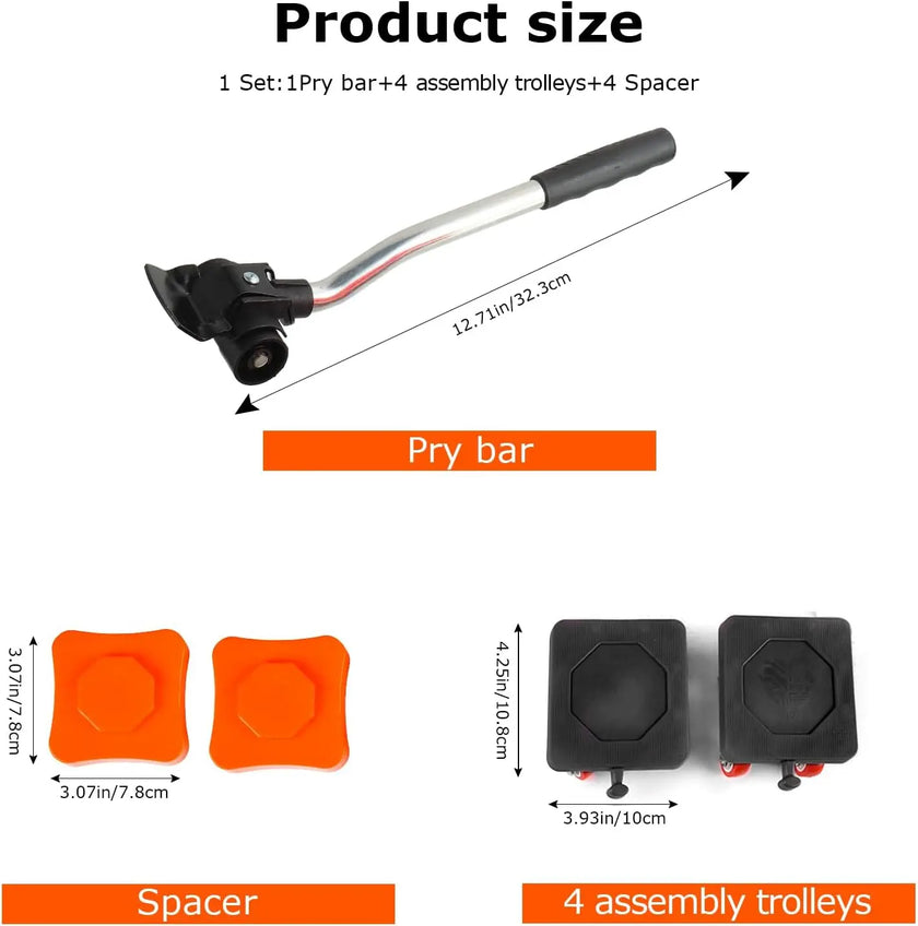 Furniture Movers Lift Mover Tool Set - 880 Lbs Load Capacity, 360° Rotation Moving Wheels Roller Slider for Sofa, Piano, Refrigerator - TheWellBeing4All