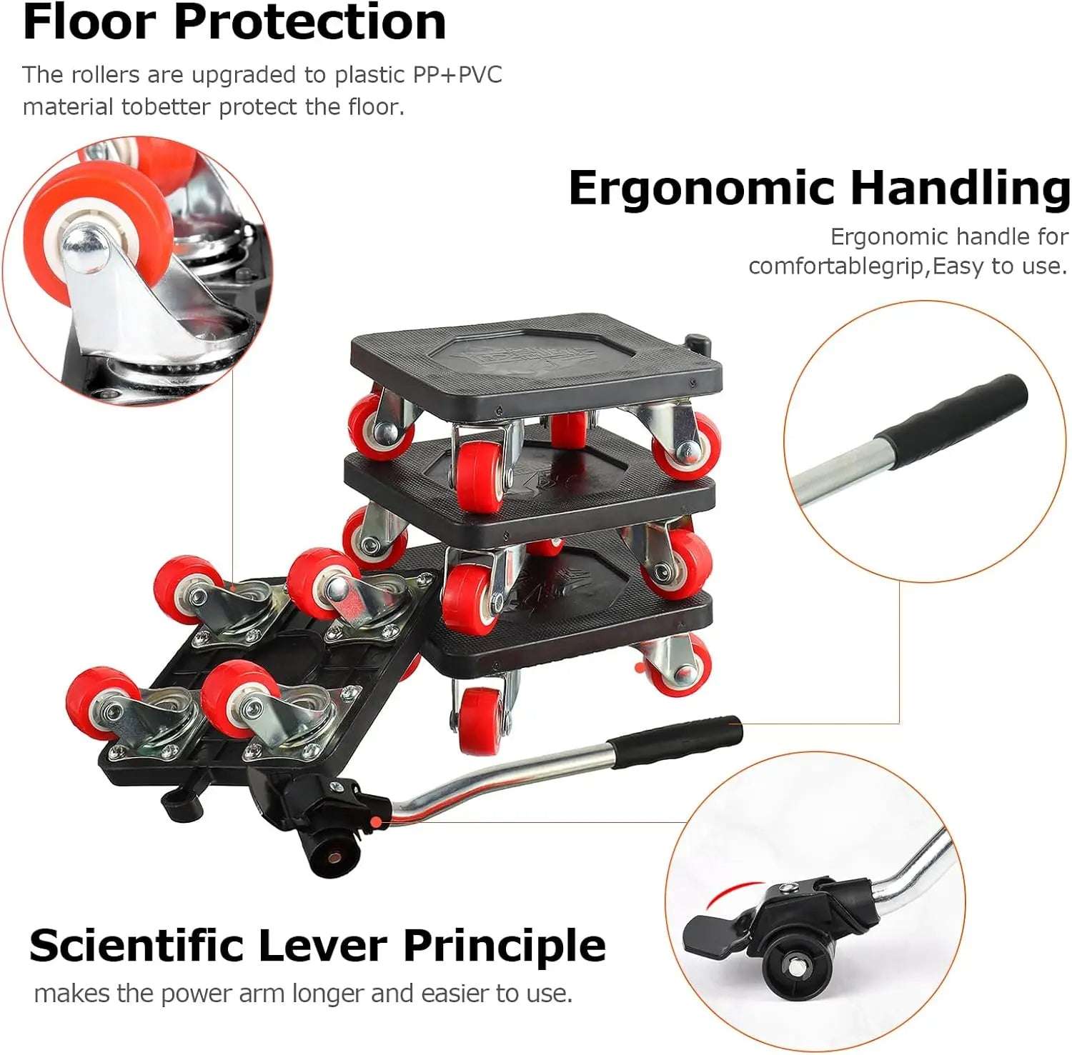 Furniture Movers Lift Mover Tool Set - 880 Lbs Load Capacity, 360° Rotation Moving Wheels Roller Slider for Sofa, Piano, Refrigerator