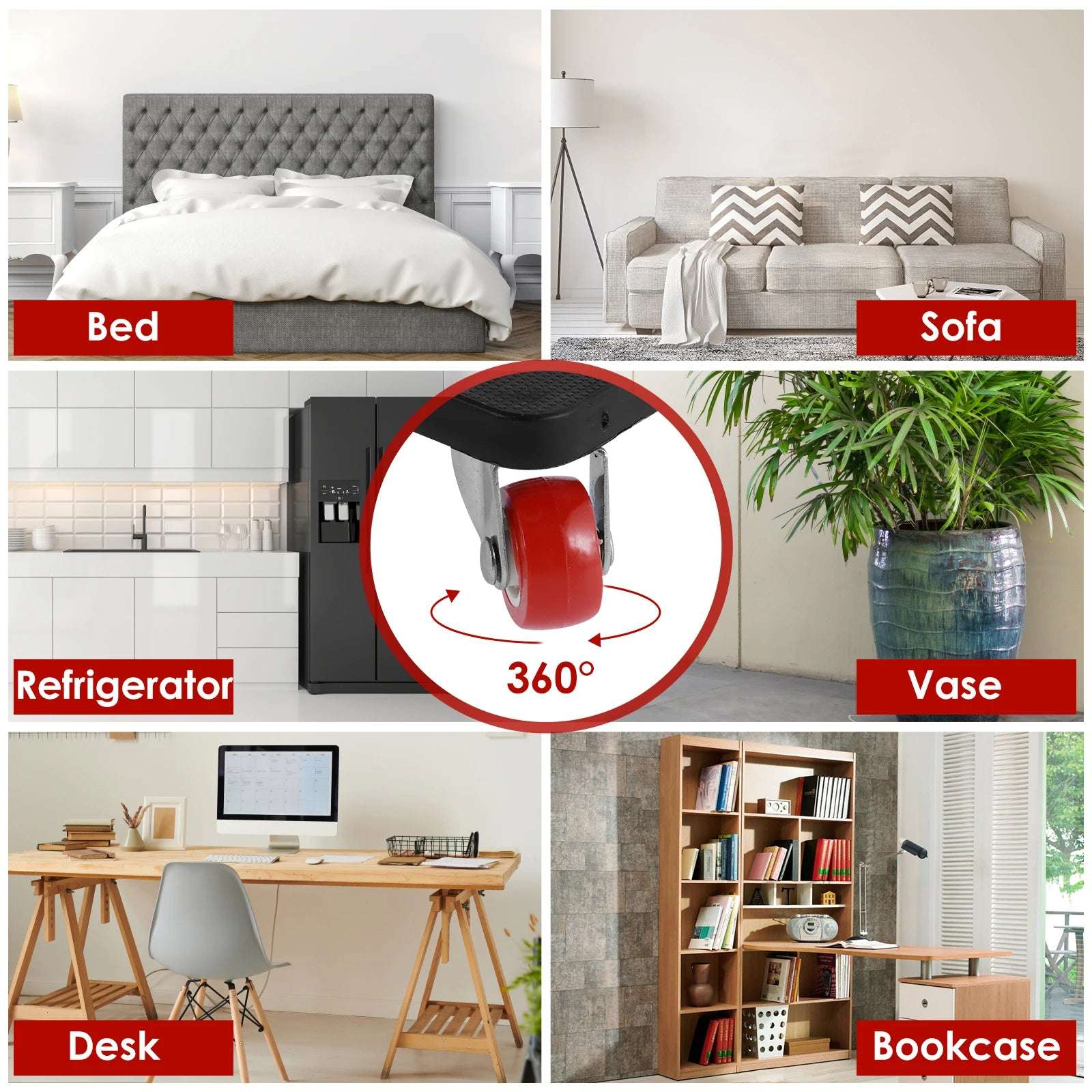 Furniture Movers Lift Mover Tool Set - 880 Lbs Load Capacity, 360° Rotation Moving Wheels Roller Slider for Sofa, Piano, Refrigerator