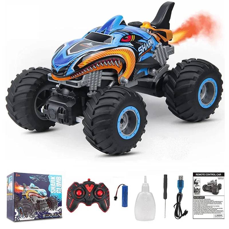 Monster Truck RC Car Electric  Stunt Cars with Light Sound Spray Toys - TheWellBeing4All