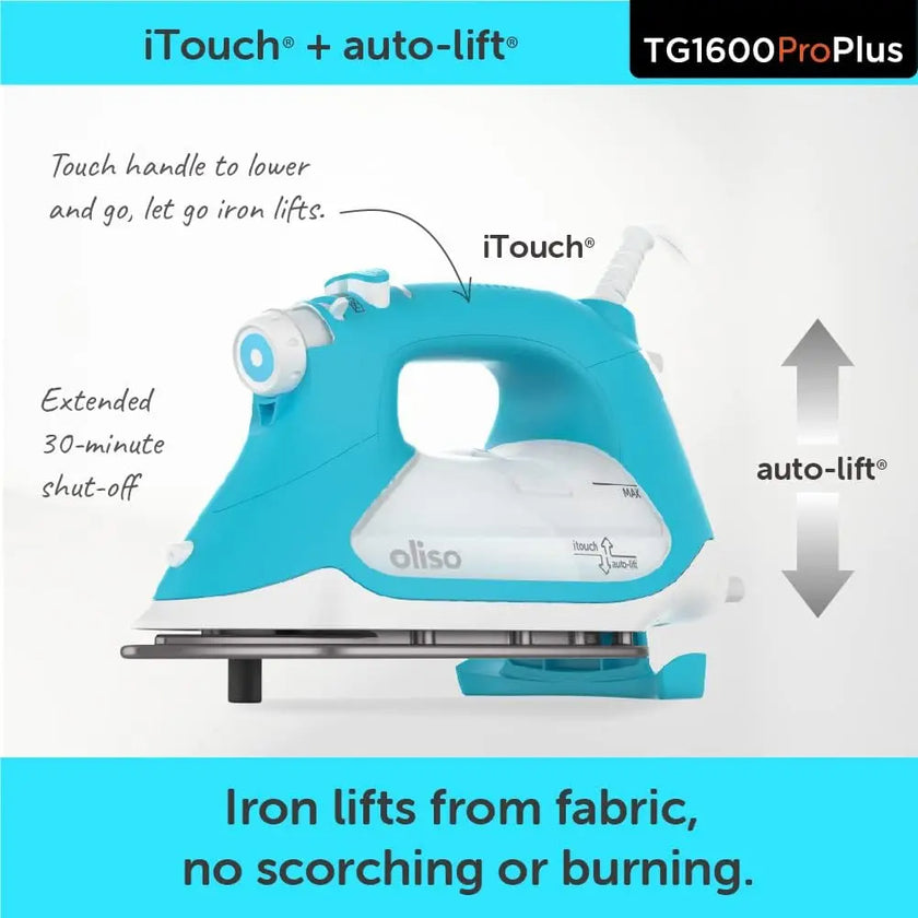 Oliso TG1600 Pro Plus 1800 Watt Smart Iron with Auto Lift - Diamond Ceramic Soleplate - TheWellBeing4All