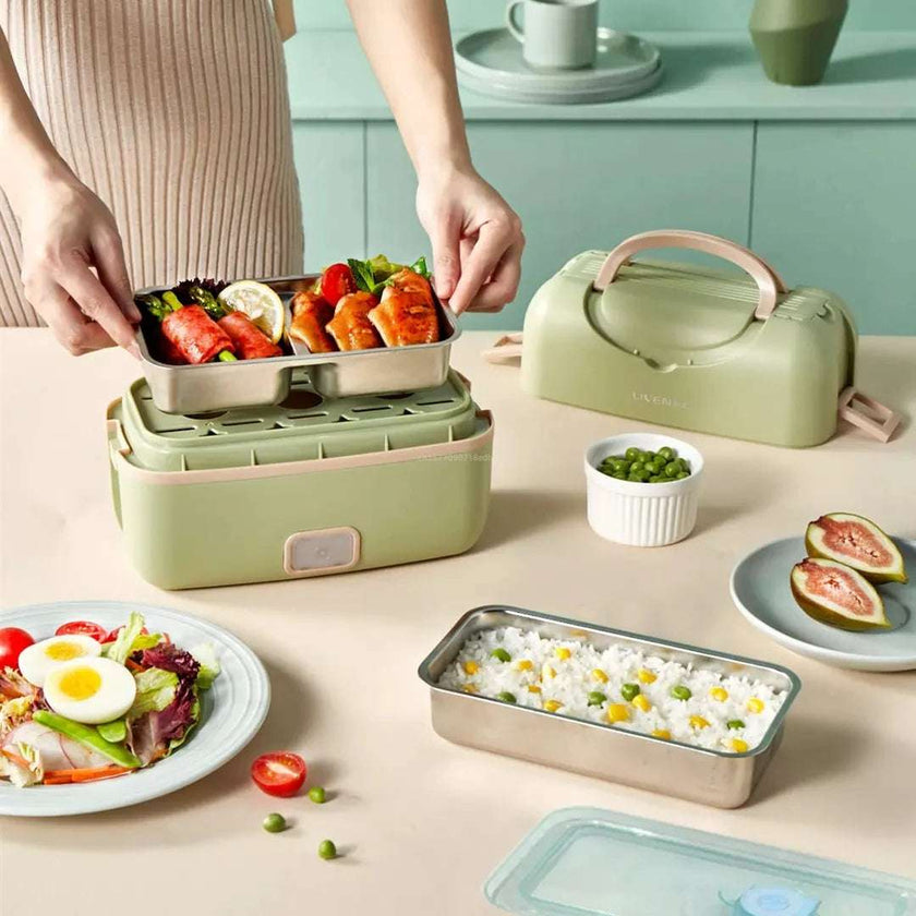 Portable Cook Electric Lunch Box - Vacuum Sealed, Silent Heating, Large Capacity, Double Layer Steam Smart Artifact