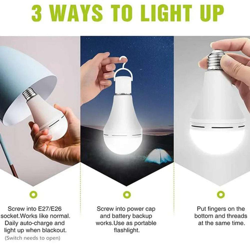 Rechargeable Emergency LED Bulb – 9W/12W/15W, E27 Base, Battery Backup