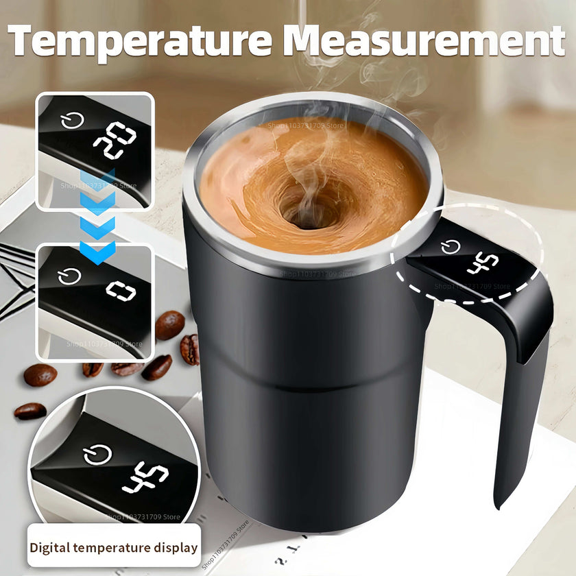 Automatic Magnetic Self-Stirring Coffee Cup – Rechargeable, Portable, Stainless Steel Mixer