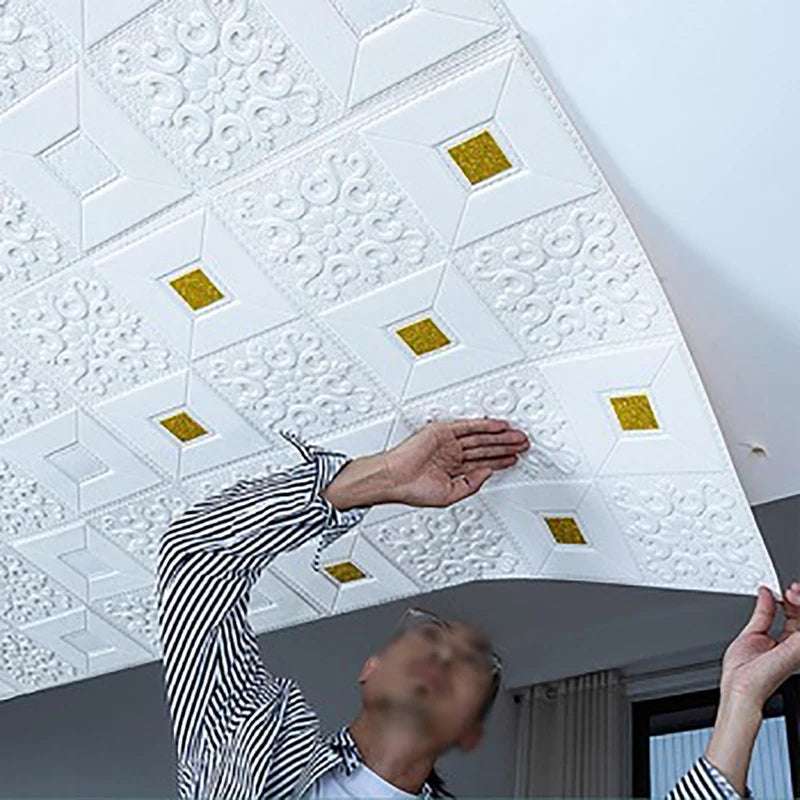 Ceiling Wallpaper | 3D Brick Pattern | Waterproof, Soundproof, Moisture-proof Foam Wall Stickers - TheWellBeing4All