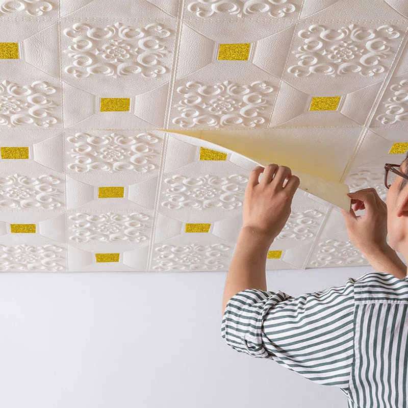Ceiling Wallpaper | 3D Brick Pattern | Waterproof, Soundproof, Moisture-proof Foam Wall Stickers - TheWellBeing4All